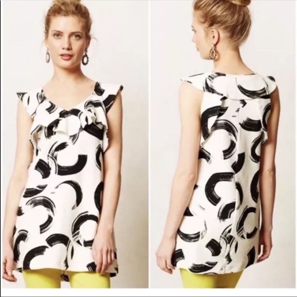 Anthropologie Deletta Pincelada Black White top
